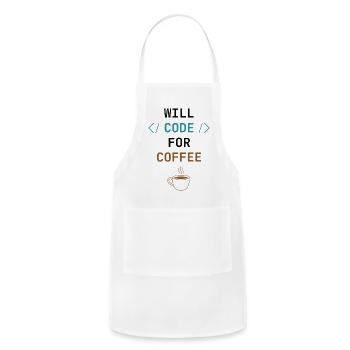 Will Code For Coffee - Funny Programmer  - Adjustable Apron - white - Front - Julia (174cm)