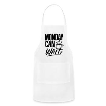 Monday Can Wait - Coffee Cup Typography - Adjustable Apron - white - Front - Julia (174cm)