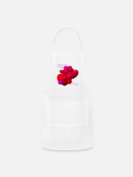 Hearts for You - Adjustable Apron - white