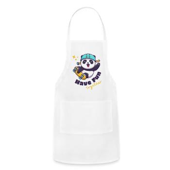 White Illustration Fun Cute Panda - Adjustable Apron - white - Front - Julia (174cm)