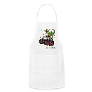 Dinosaur Monster Truck Embrace Differences Autism - Adjustable Apron - white - Front - Julia (174cm)