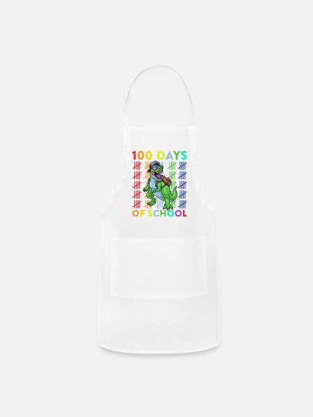 100 Days Of School Funny Dinosaur - Adjustable Apron - white