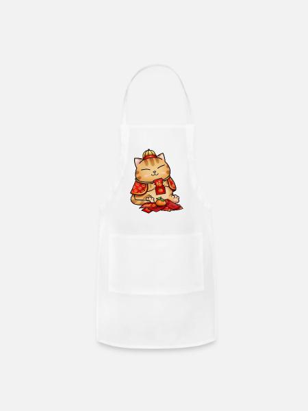 Ang Pao Kitty - Adjustable Apron - white
