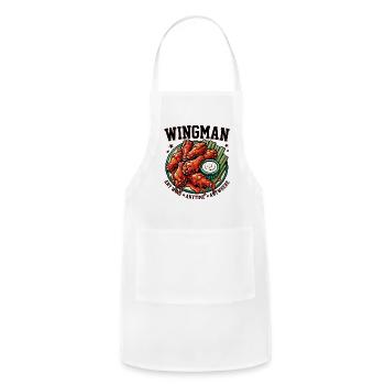 Wingman Wings Anytime Anywhere Funny Foodie Friend - Adjustable Apron - white - Front - Julia (174cm)