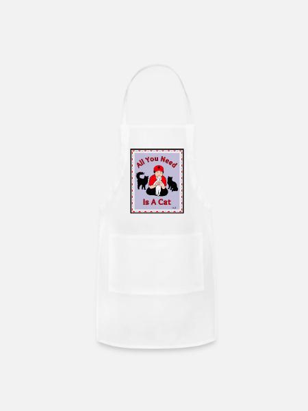 All You Need Is A Cat - Adjustable Apron - white