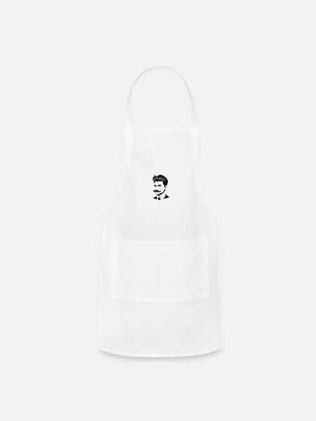 Vintage Gentleman Portrait Illustration - Adjustable Apron - white