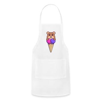 Cute Squirrel With Sweet Ice Cream - Adjustable Apron - white - Front - Julia (174cm)