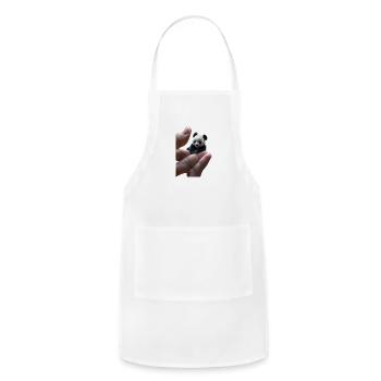 a tiny, finger-sized panda resting - Adjustable Apron - white - Front - Julia (174cm)