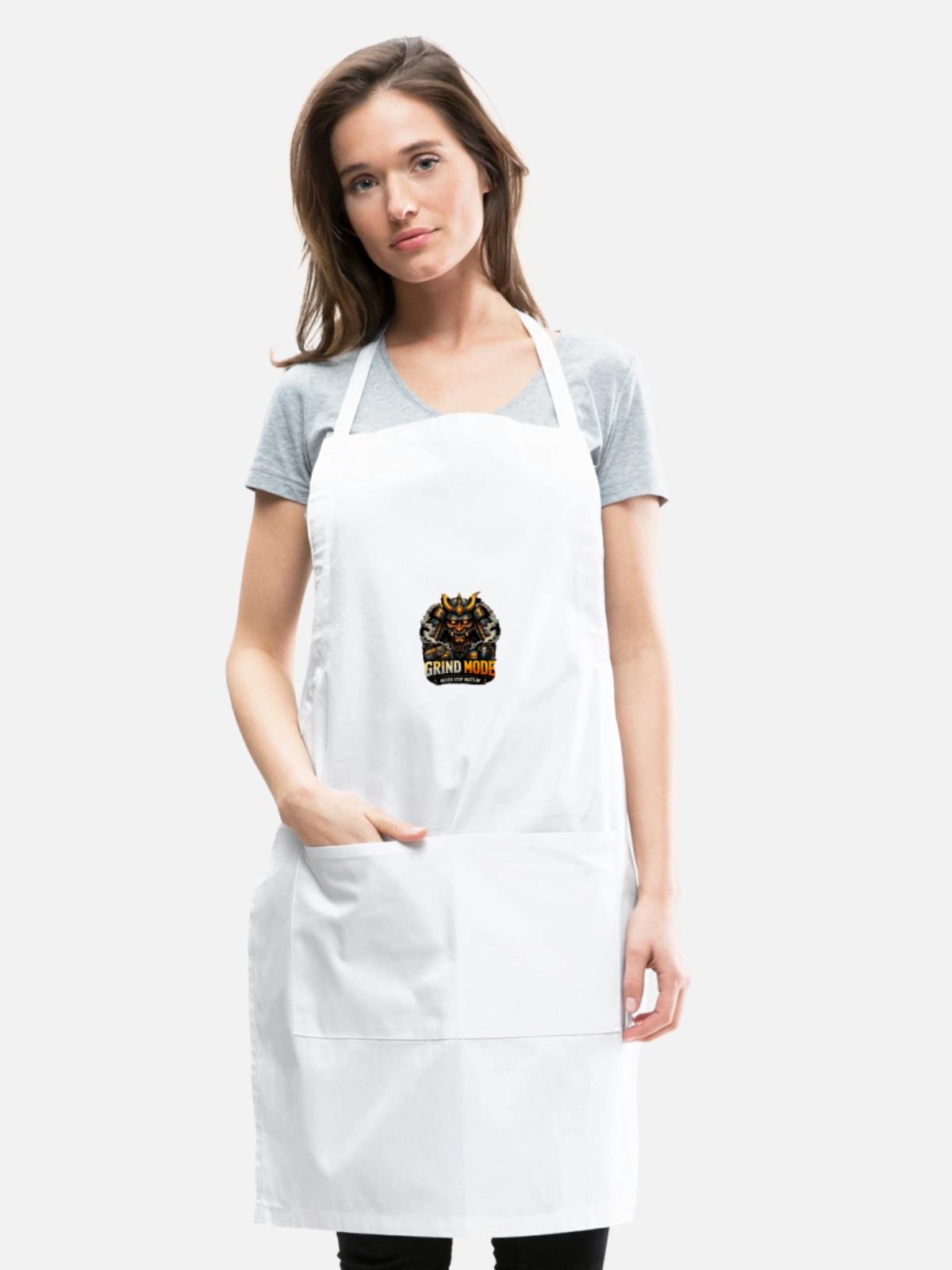 Grind Mode Warrior Hustle - Adjustable Apron - white - Front - Julia (174cm)