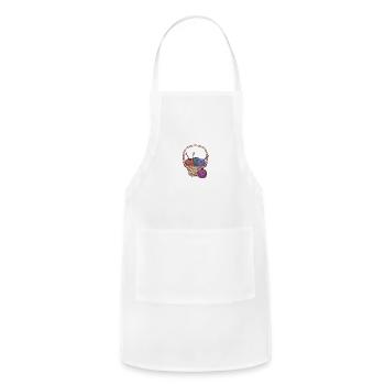Basket with balls of yarn and needles - Adjustable Apron - white - Front - Julia (174cm)