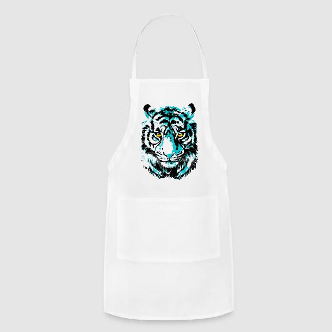 Artistic Tiger Head Portrait Drawing - Turquoise