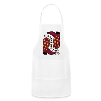 It's Game Day Y'all Maroon Gold  Cowboy Boots - Adjustable Apron - white - Front - Julia (174cm)
