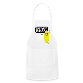 Cute-ing (cute as verb) Is Not Easy (Corn) - Adjustable Apron - white - Front - Julia (174cm)