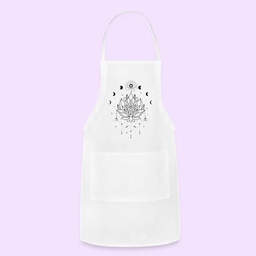 Third Eye Black Lotus Flower - Moon Cycle Design - Adjustable Apron