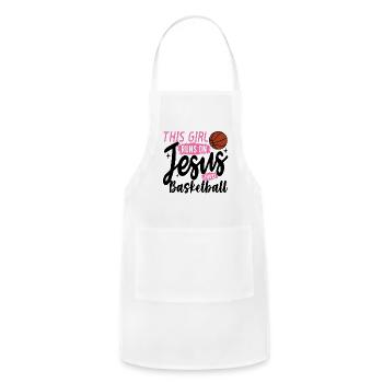 This Girl Runs On Jesus and basketball - Adjustable Apron - white - Front - Julia (174cm)