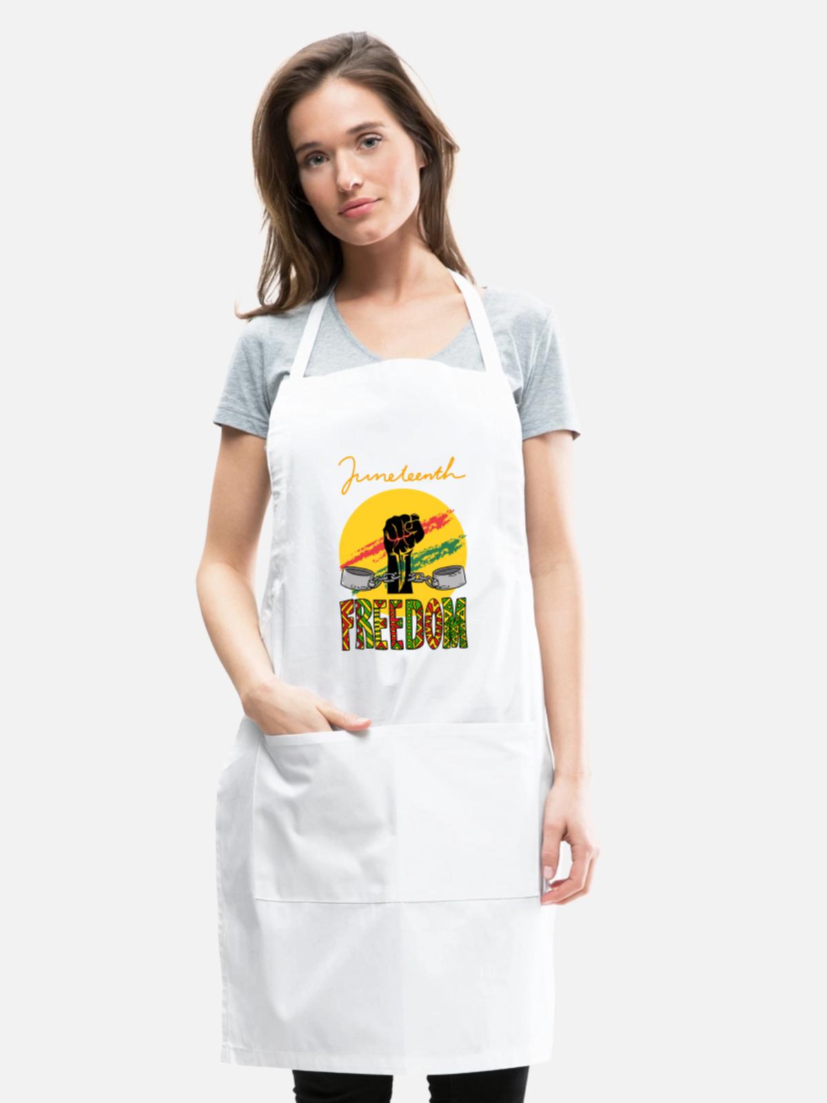 JUNETEENTH FREEDOM APPAREL - Adjustable Apron - white - Front - Julia (174cm)