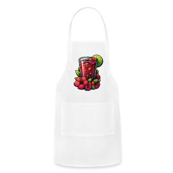 Red Flower Hibiscus Tea - Adjustable Apron - white - Front - Julia (174cm)