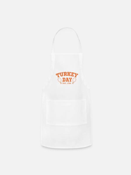Turkey Day Est. 1789 - Adjustable Apron - white