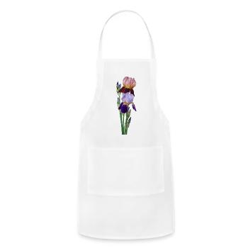 Two Bearded Irises One Maroon One Purple - Adjustable Apron - white - Front - Julia (174cm)