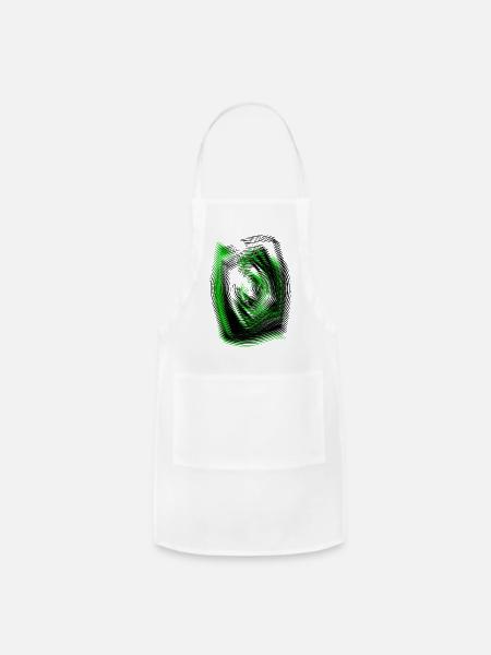 Green Spiral Glyph on Black - Adjustable Apron - white