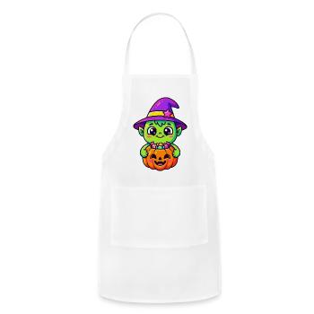 Cute Pumpkin Goblin Witch - Adjustable Apron - white - Front - Julia (174cm)