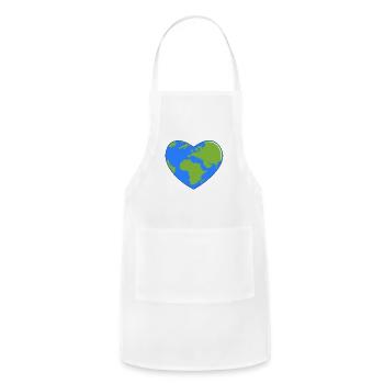 Earth Day World Map as Love Heart - Adjustable Apron - white - Front - Julia (174cm)
