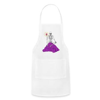 Skeleton On D20 Dice Mountain Roleplayer - Adjustable Apron - white - Front - Julia (174cm)
