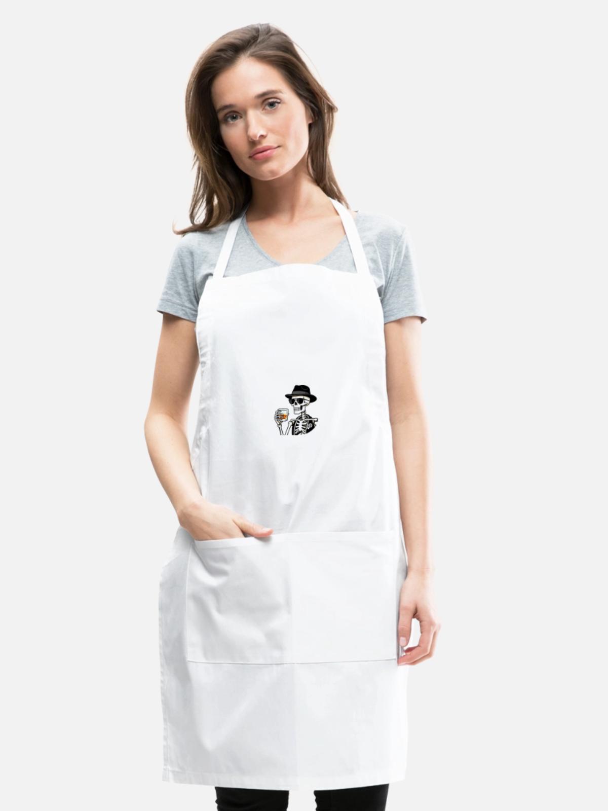 Skeleton Whiskey Noir - Adjustable Apron - white - Front - Julia (174cm)