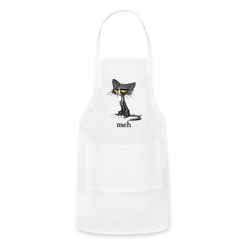 Funny Meh Cat Gift for Cat Lovers - Adjustable Apron - white - Front - Julia (174cm)