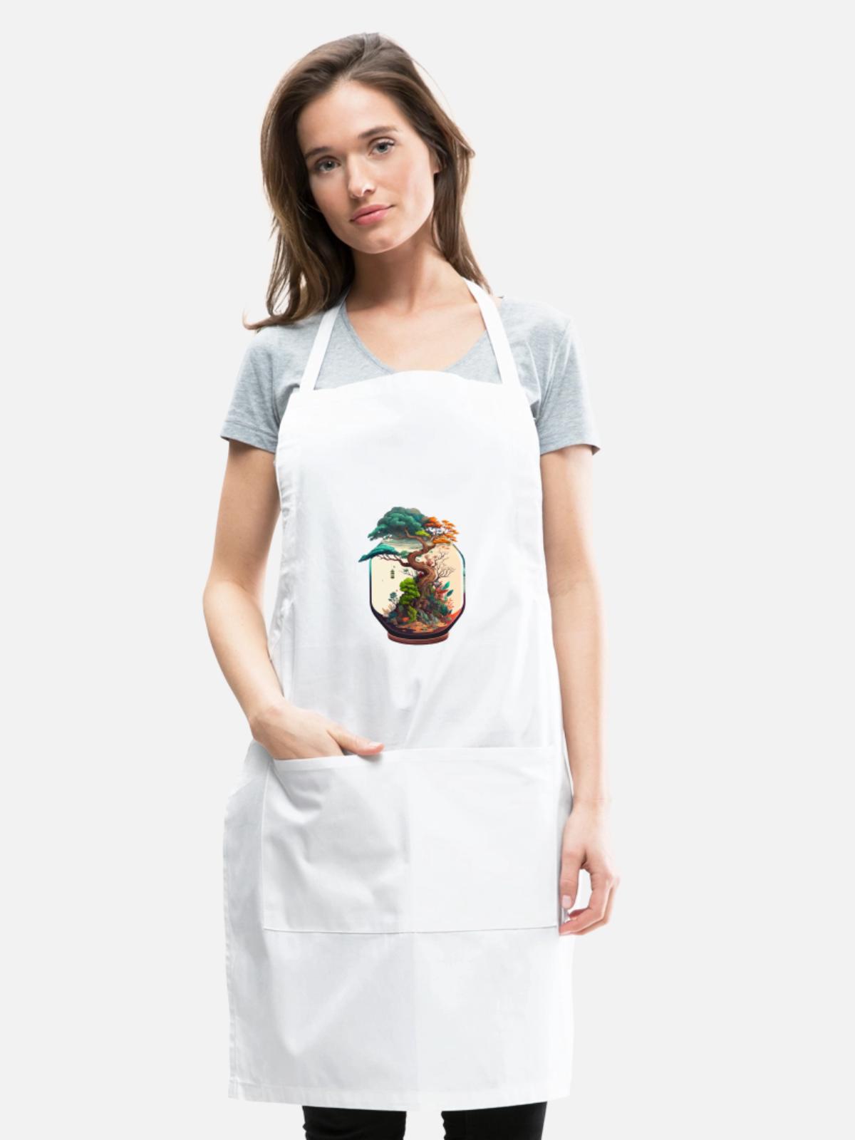 Bonsai Tree Terrarium - Adjustable Apron - white - Front - Julia (174cm)