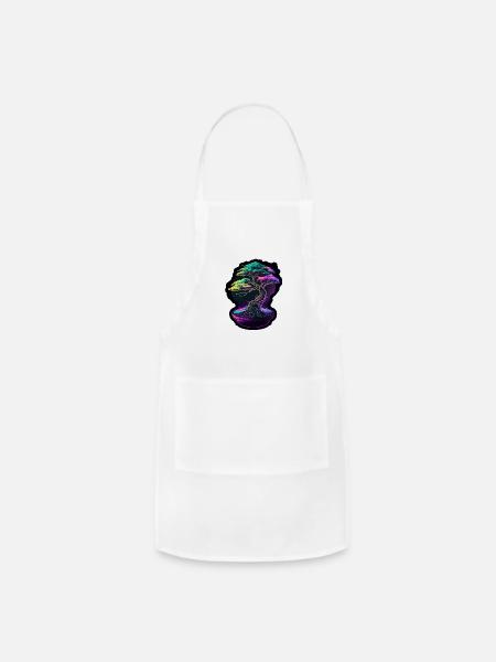 Synthwave Bonsai Tree - Adjustable Apron - white