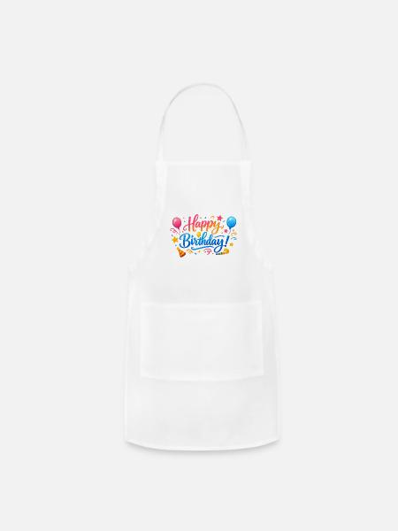 Birthday Burst Neon Script - Adjustable Apron - white