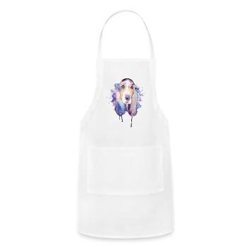 Basset Hound Watercolor Dog Lover Basset Hound - Adjustable Apron - white - Front - Julia (174cm)