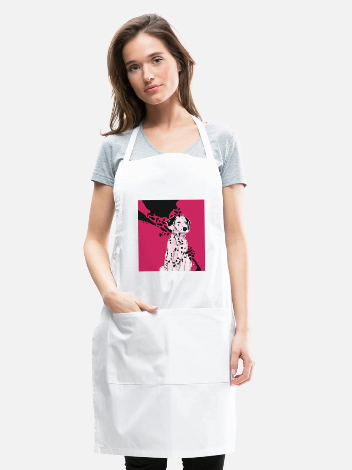Pink Dalmatian - Adjustable Apron - white - Front - Julia (174cm)
