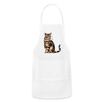 Cat Smoking - Adjustable Apron - white - Front - Julia (174cm)