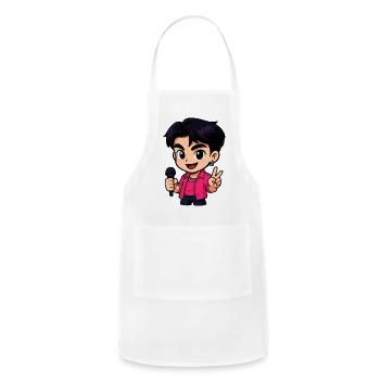 Vibrant Karaoke Performer Cartoon - Adjustable Apron - white - Front - Julia (174cm)