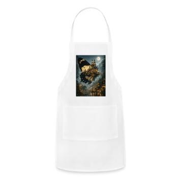 Majestic Butterfly City Under Moonlight – Surreal  - Adjustable Apron - white - Front - Julia (174cm)