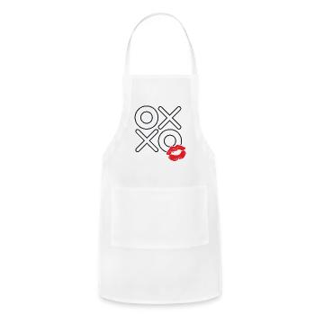 Red and Black Kiss xoxo romantic valentine T sh - Adjustable Apron - white - Front - Julia (174cm)