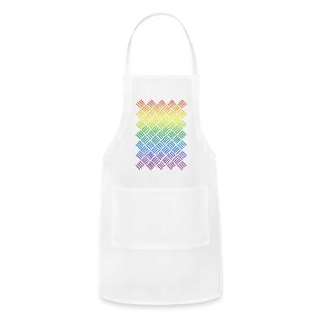 Rainbow Lines Pattern. Colorful Diagonal Lines - Adjustable Apron - white - Front - Julia (174cm)