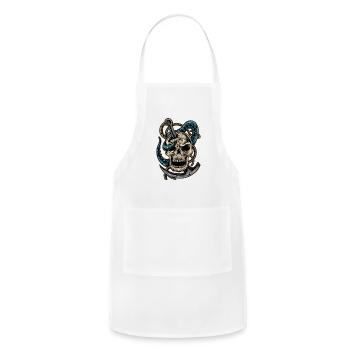 Skull and Dagger Kraken Tattoo - Adjustable Apron - white - Front - Julia (174cm)