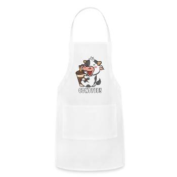 Cowffee - Cow that adore coffee - Adjustable Apron - white - Front - Julia (174cm)