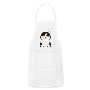Black and White Cat With Blank Speech Bubble - Adjustable Apron - white - Front - Julia (174cm)
