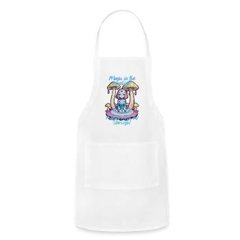 "Magic in the Moonlight Mushrooms by Starlight Psy - Adjustable Apron - white - Front - Julia (174cm)
