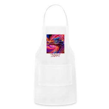 Trippy psychedelic fractal dragon - Adjustable Apron - white - Front - Julia (174cm)