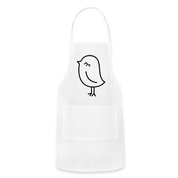 Cute Sparrow Chick – Tweeting Birdie - Adjustable Apron - white - Front - Julia (174cm)