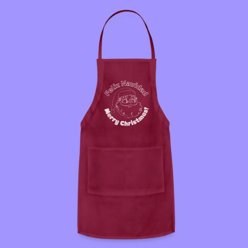 Feliz Navidad Merry Christmas Santa Claus Line Art - Adjustable Apron