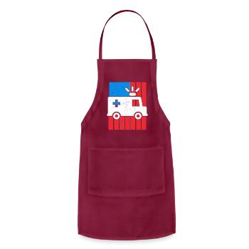 American Flag Ambulance Car Distressed - Adjustable Apron - burgundy - Front - Julia (174cm)