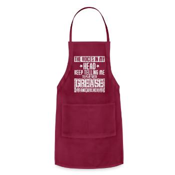 Voices In My Head Grease And Wrench - Adjustable Apron - burgundy - Front - Julia (174cm)