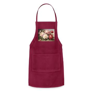 Sweet Peonies to Brighten Your Day - Adjustable Apron - burgundy - Front - Julia (174cm)