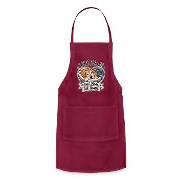 Old Dogs Soft Beds Full Hearts Shirt - Adjustable Apron - burgundy - Front - Julia (174cm)